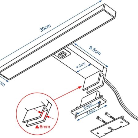 DILUMEN mirror light features a one-touch switch