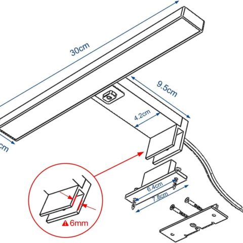 DILUMEN mirror light features a one-touch switch